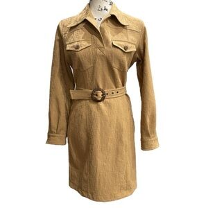 VTG Roccobarocco Monogram Belted Mini Dress | Size 6 | Soft Denim Dress Italy